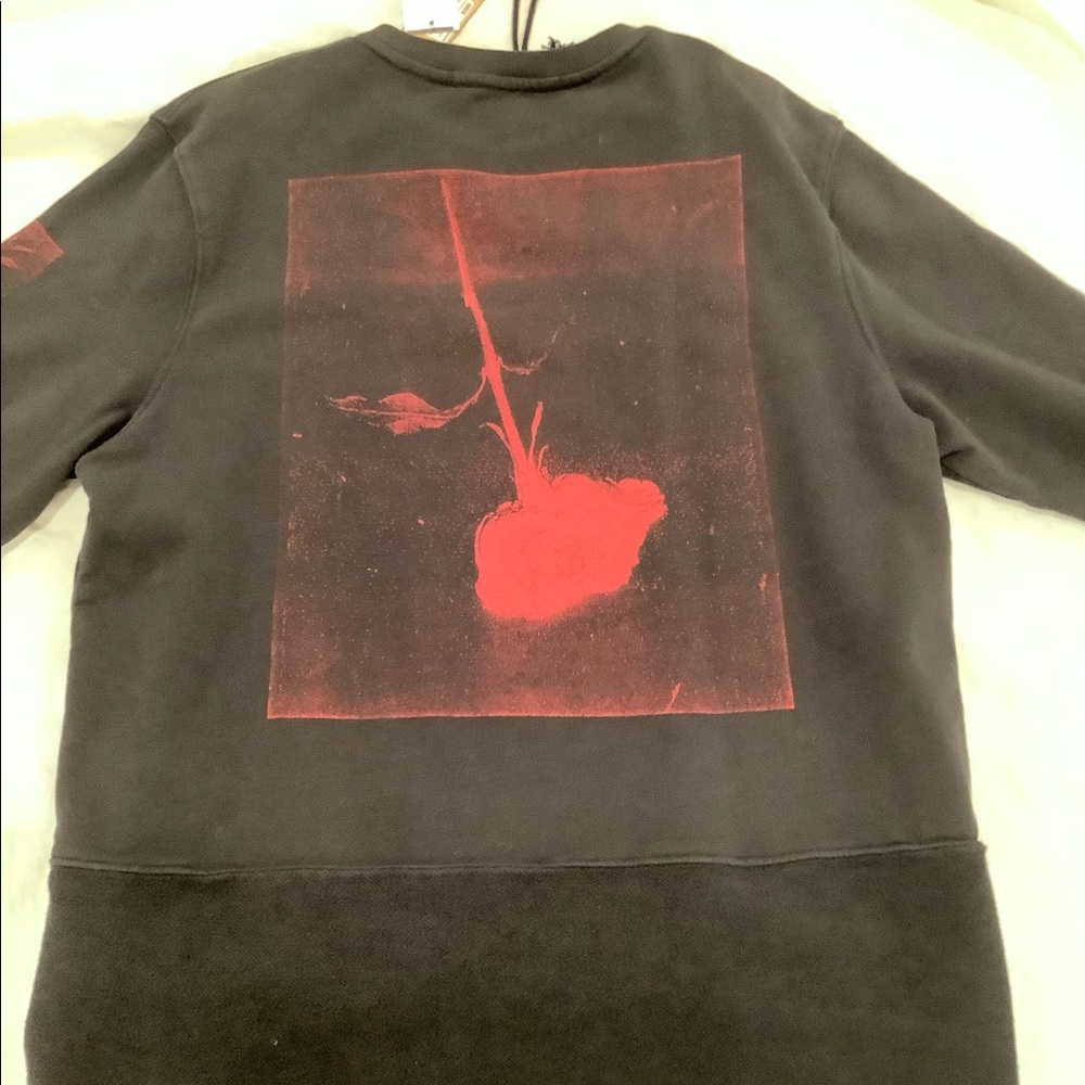 Ksubi opposite of opposite crew black sweatshirt with rose detail new with tags